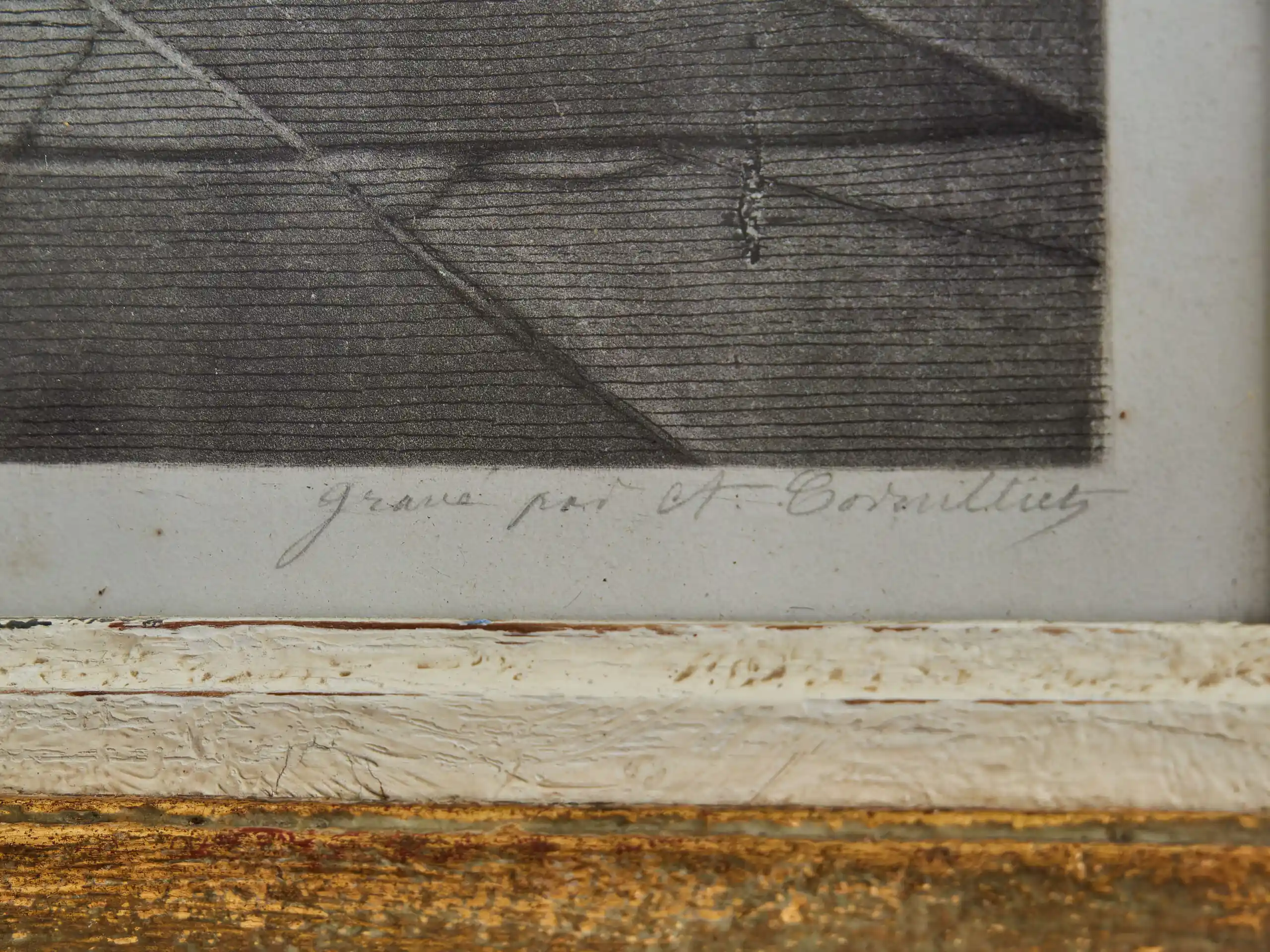 Mědirytina domácí štěstí signovaná