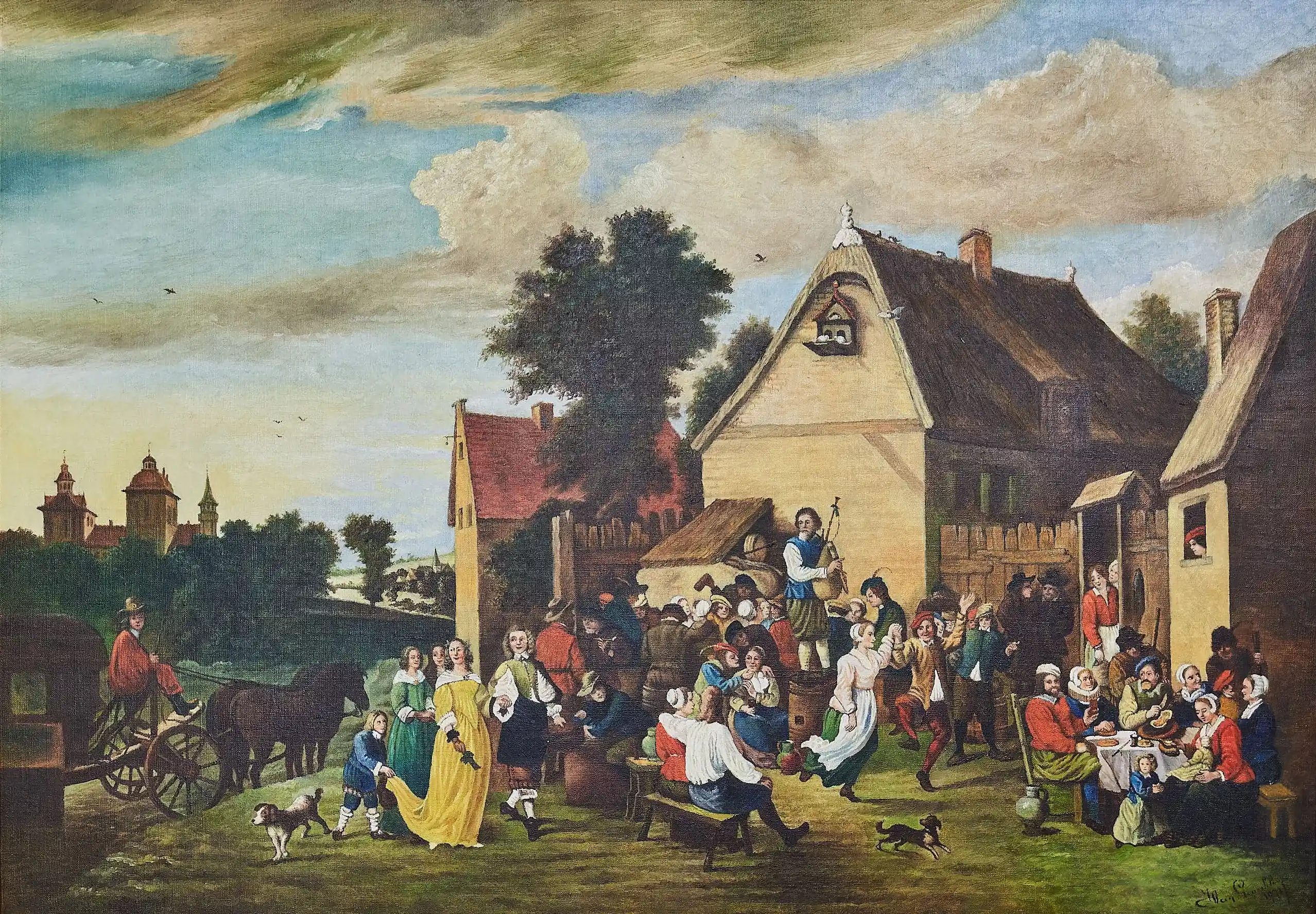 Obraz podle Tenierse „Pouťové oslavy” 101 X 133 cm