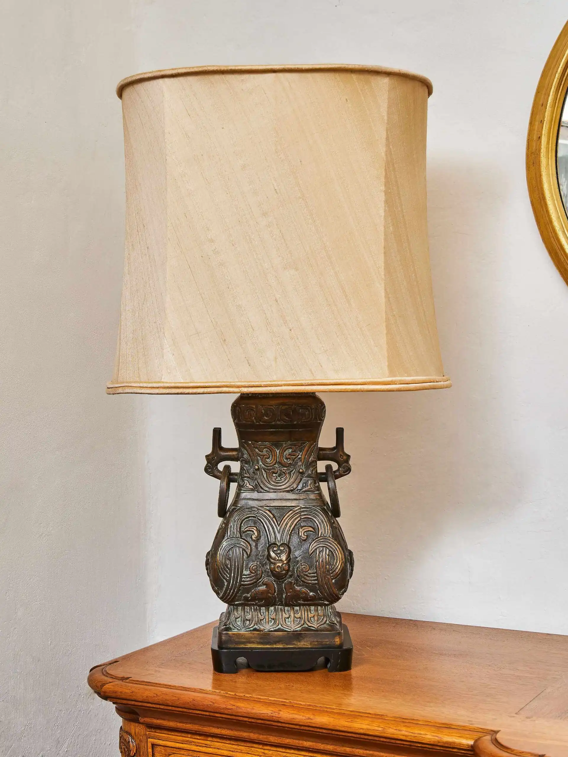Párové lampy v asijském stylu z bronzu V 85 cm
