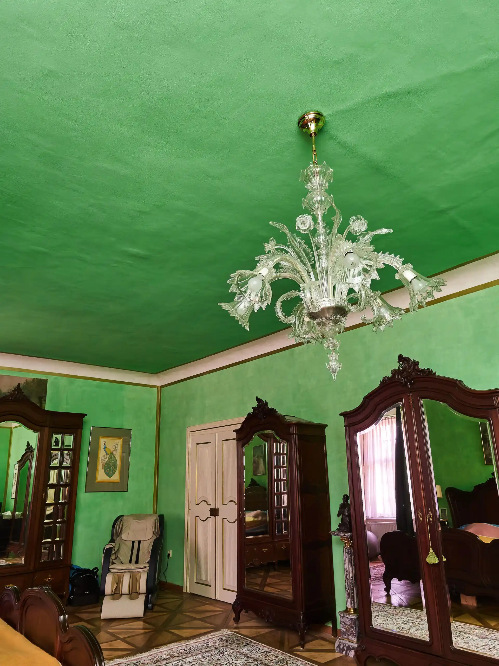 Benátský křišťálový lustr ze štípaného skla – Murano, Itálie, 1950