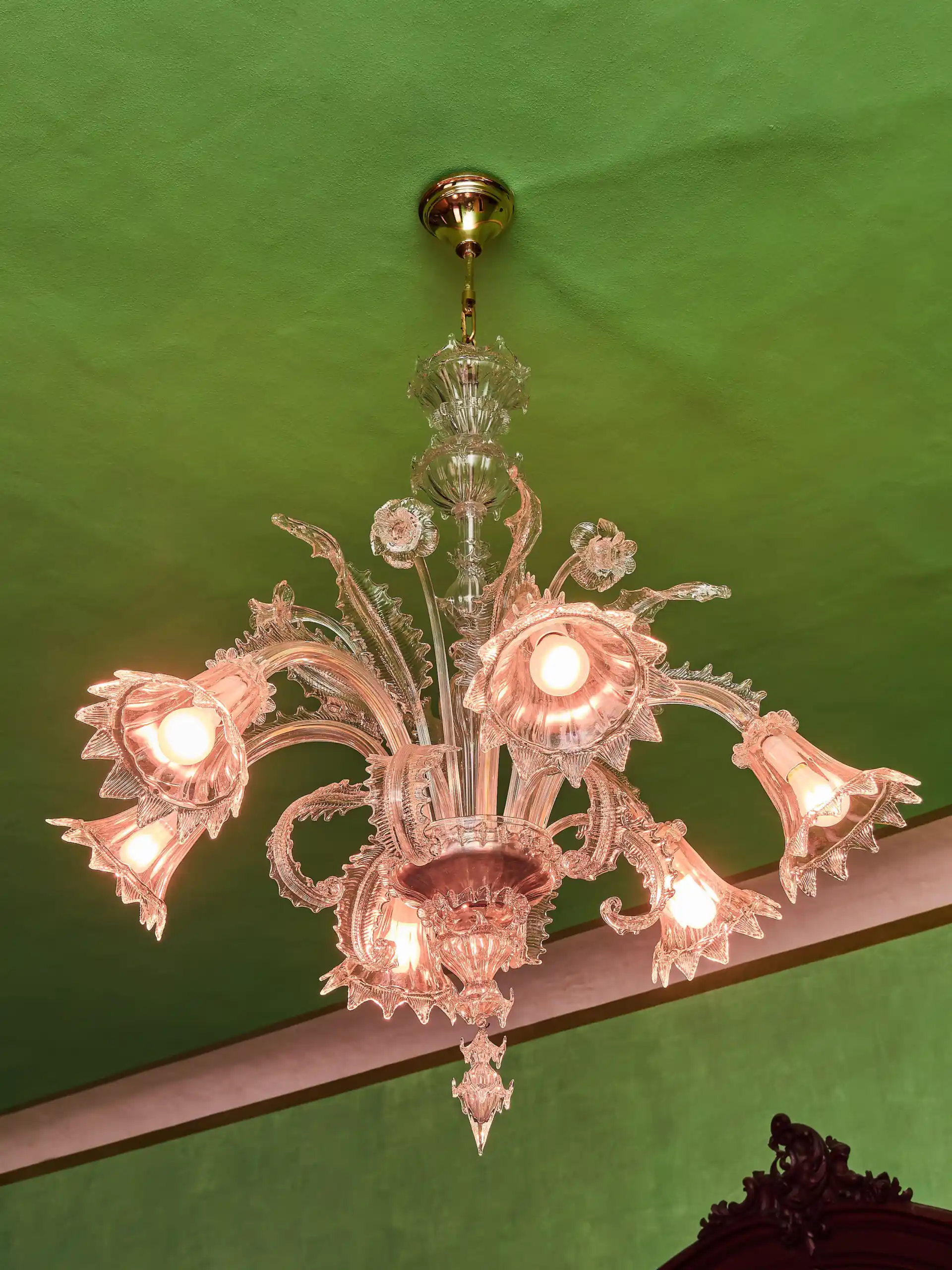 Benátský křišťálový lustr ze štípaného skla – Murano, Itálie, 1950