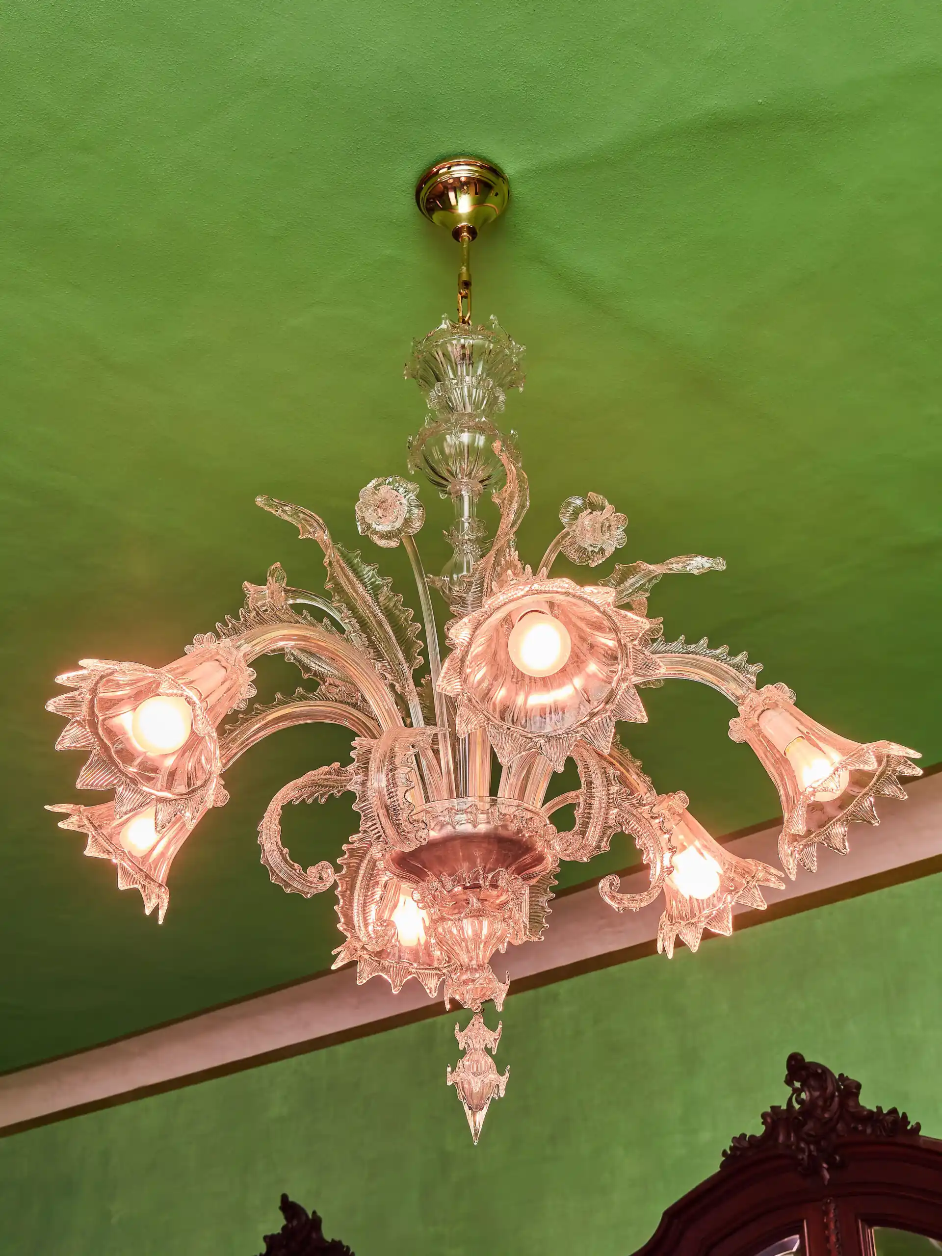 Benátský křišťálový lustr ze štípaného skla – Murano, Itálie, 1950