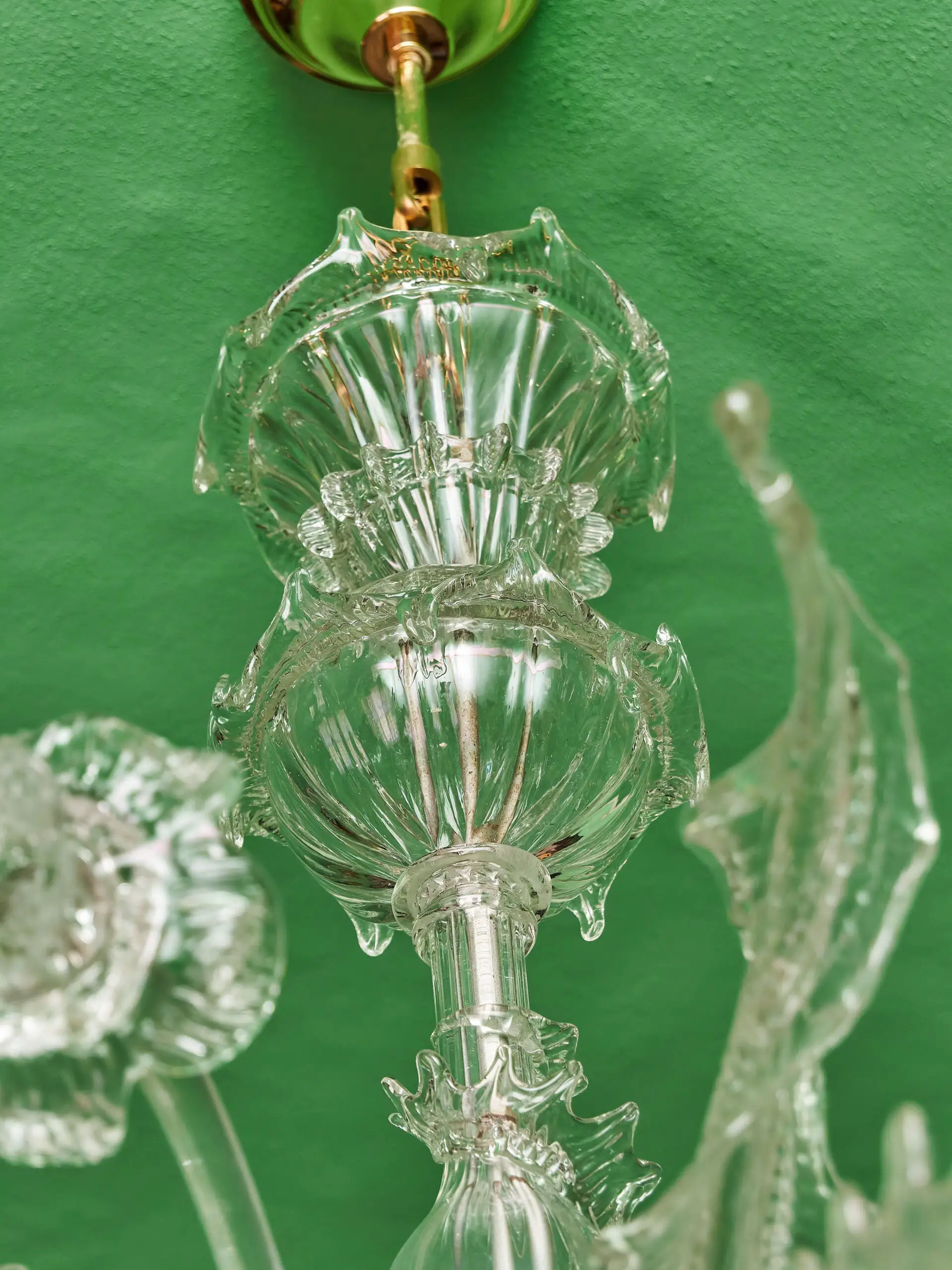 Benátský křišťálový lustr ze štípaného skla – Murano, Itálie, 1950