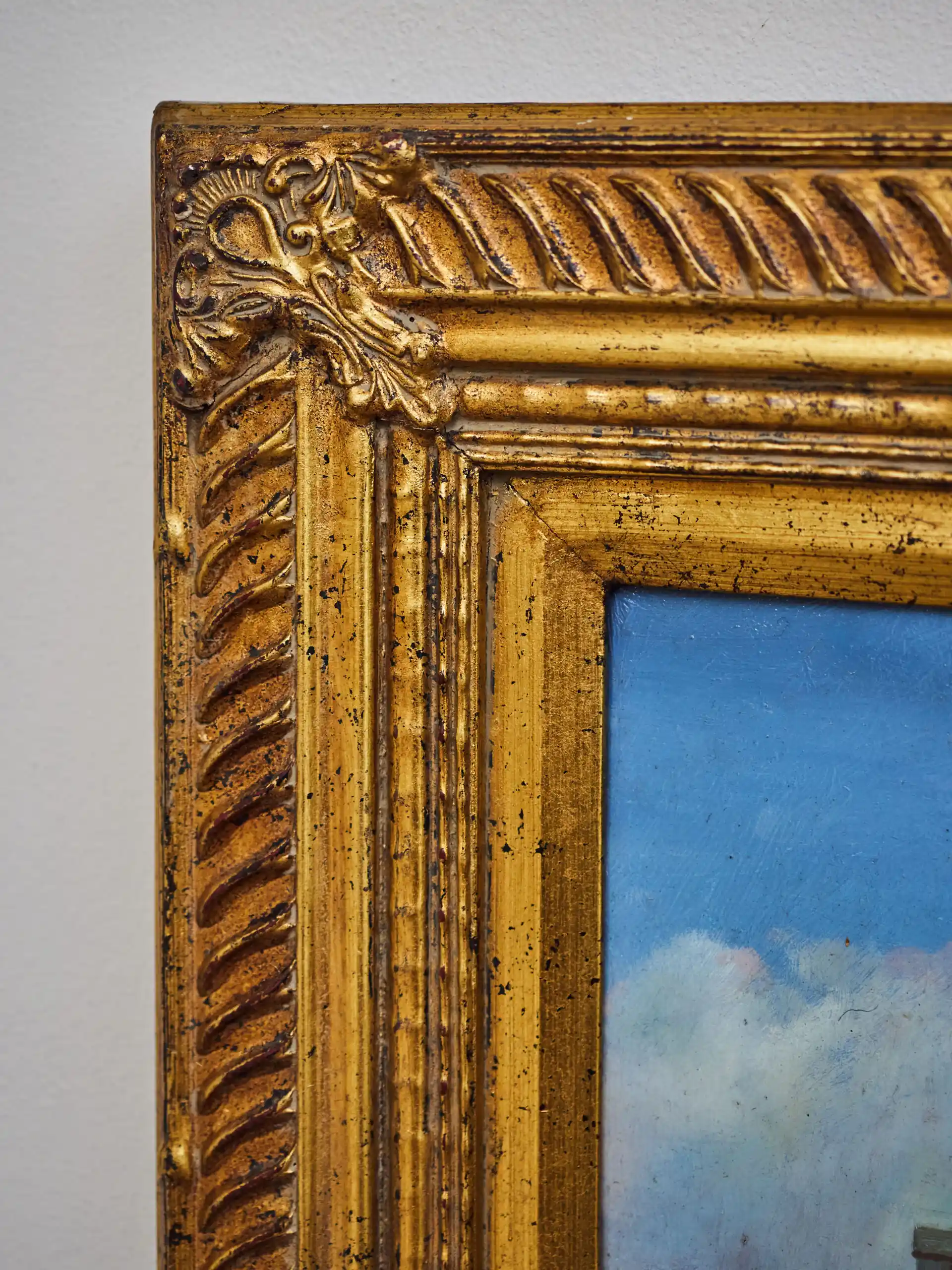 Romantická historická ulička – olejomalba na dřevěné desce, signováno J. Glenn