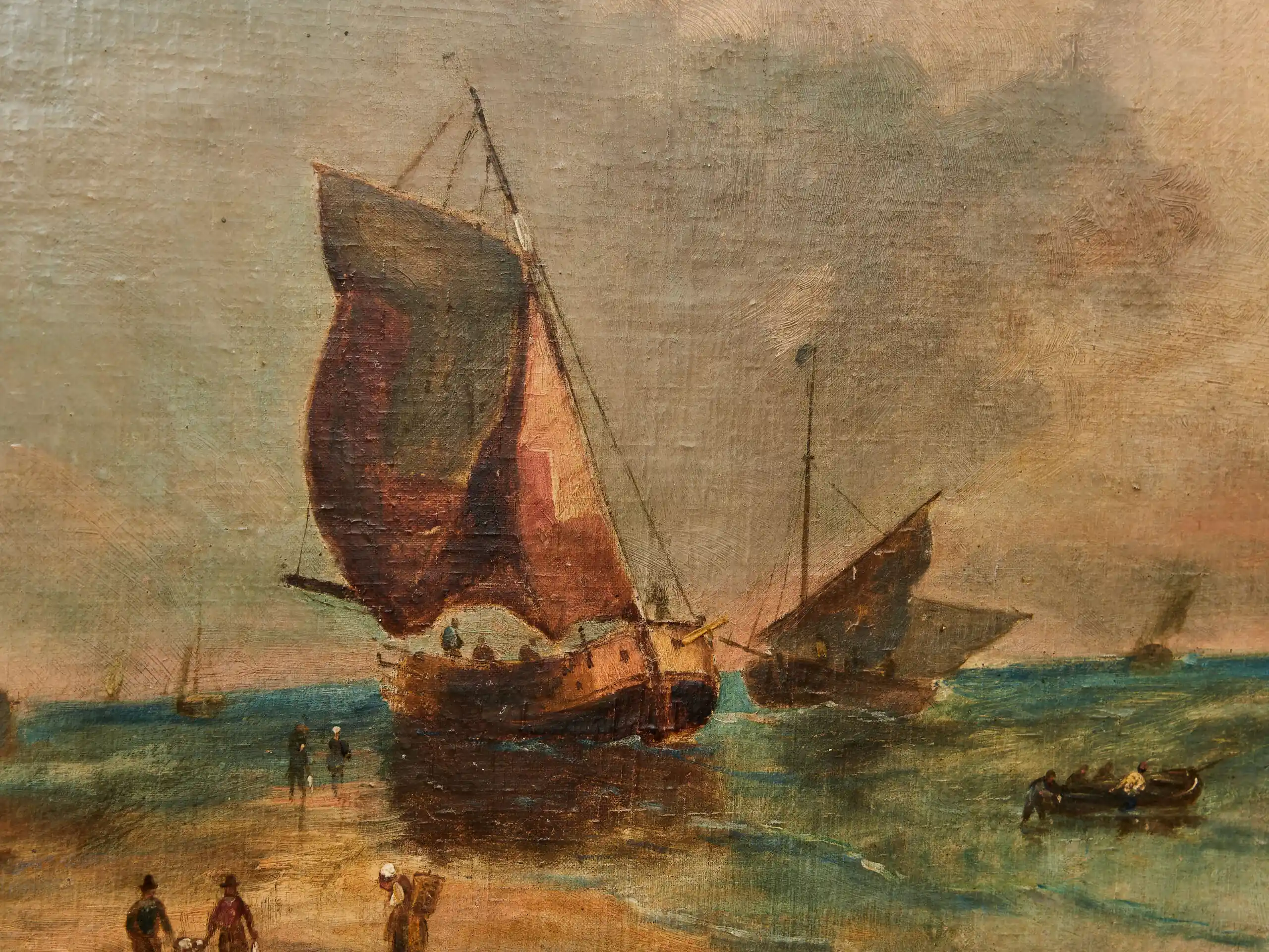 Rybářské lodě na pláži. Anonym