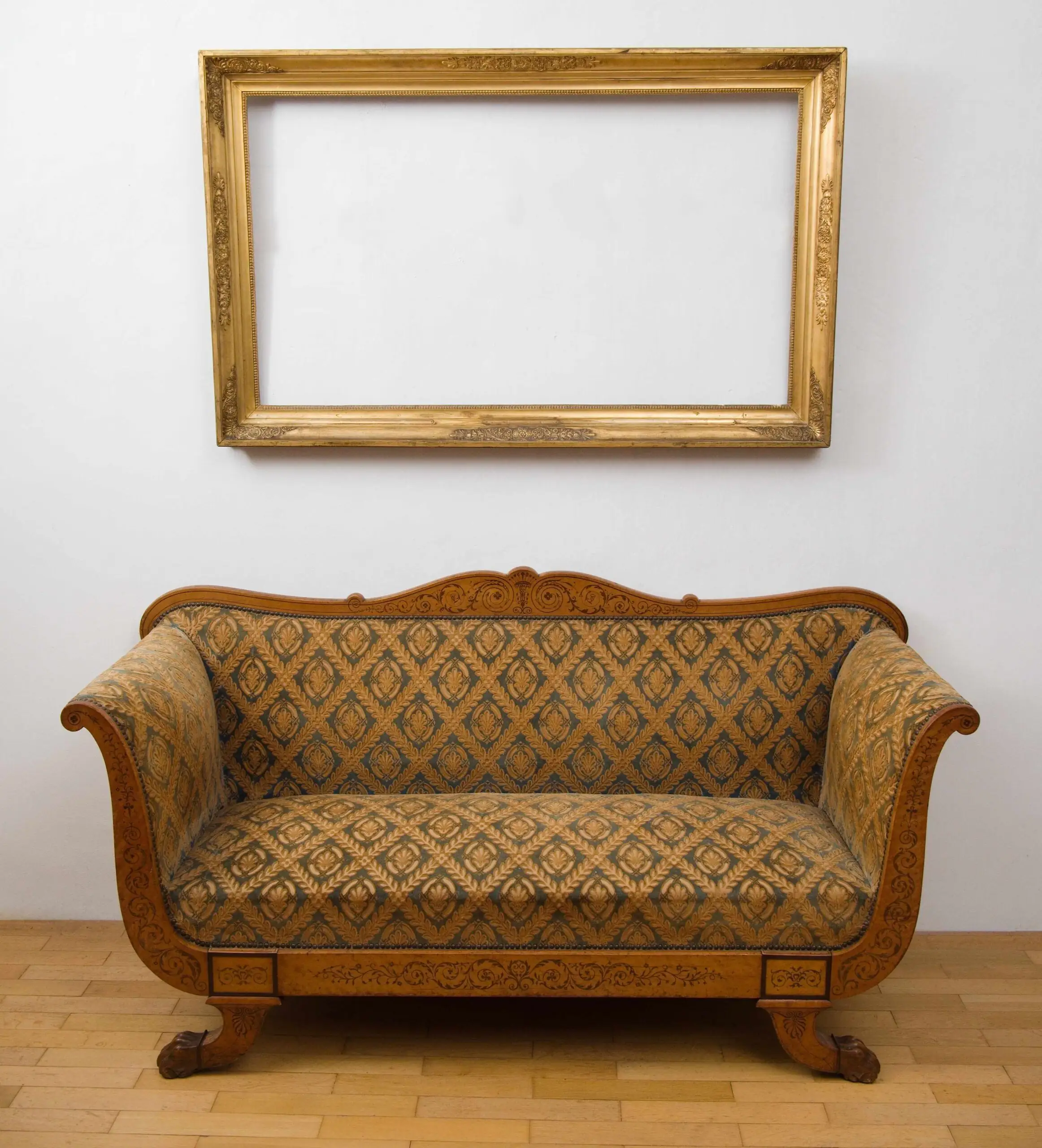 Starožitný zlacený rám na obraz – Biedermeier, 145 × 90 cm