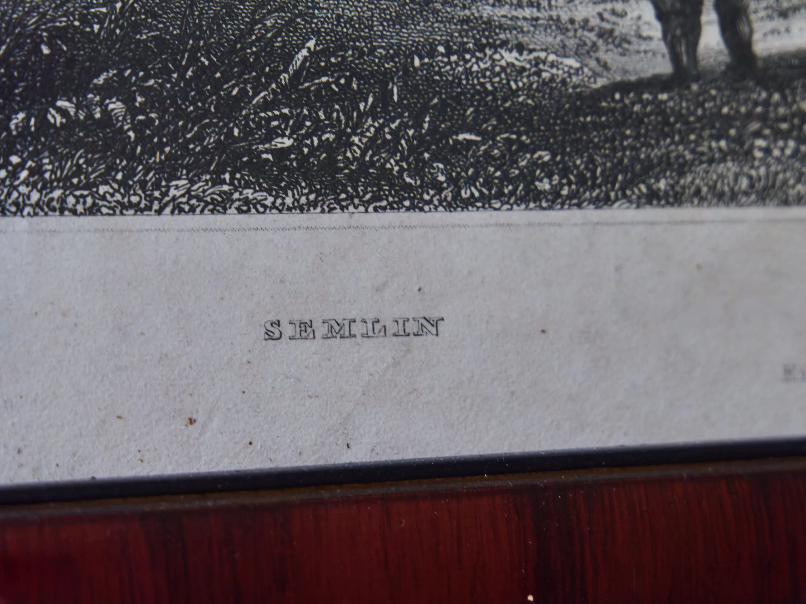 Sada 3 starých grafik v mahagonových rámech (19. století)