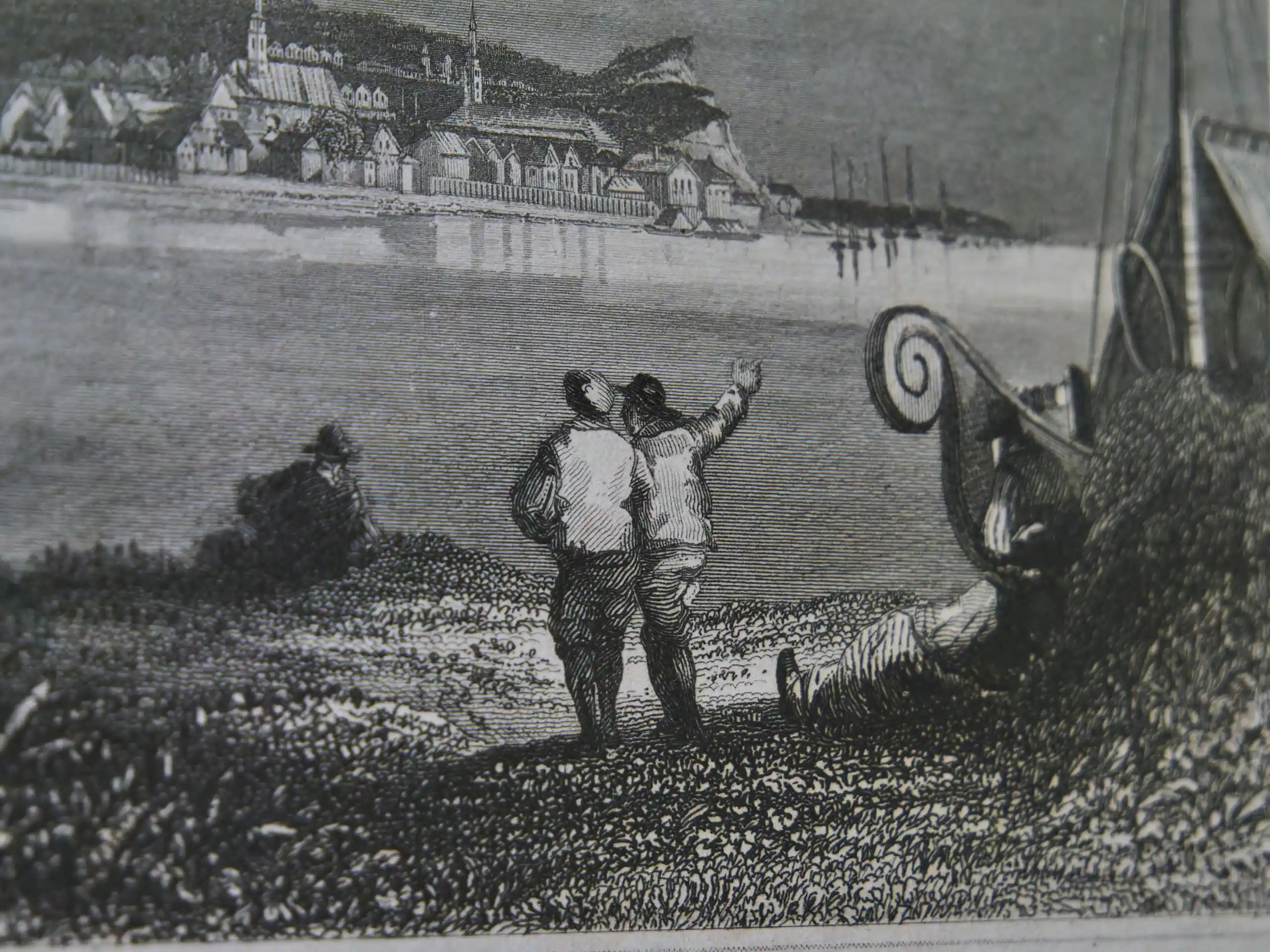 Sada 3 starých grafik v mahagonových rámech (19. století)