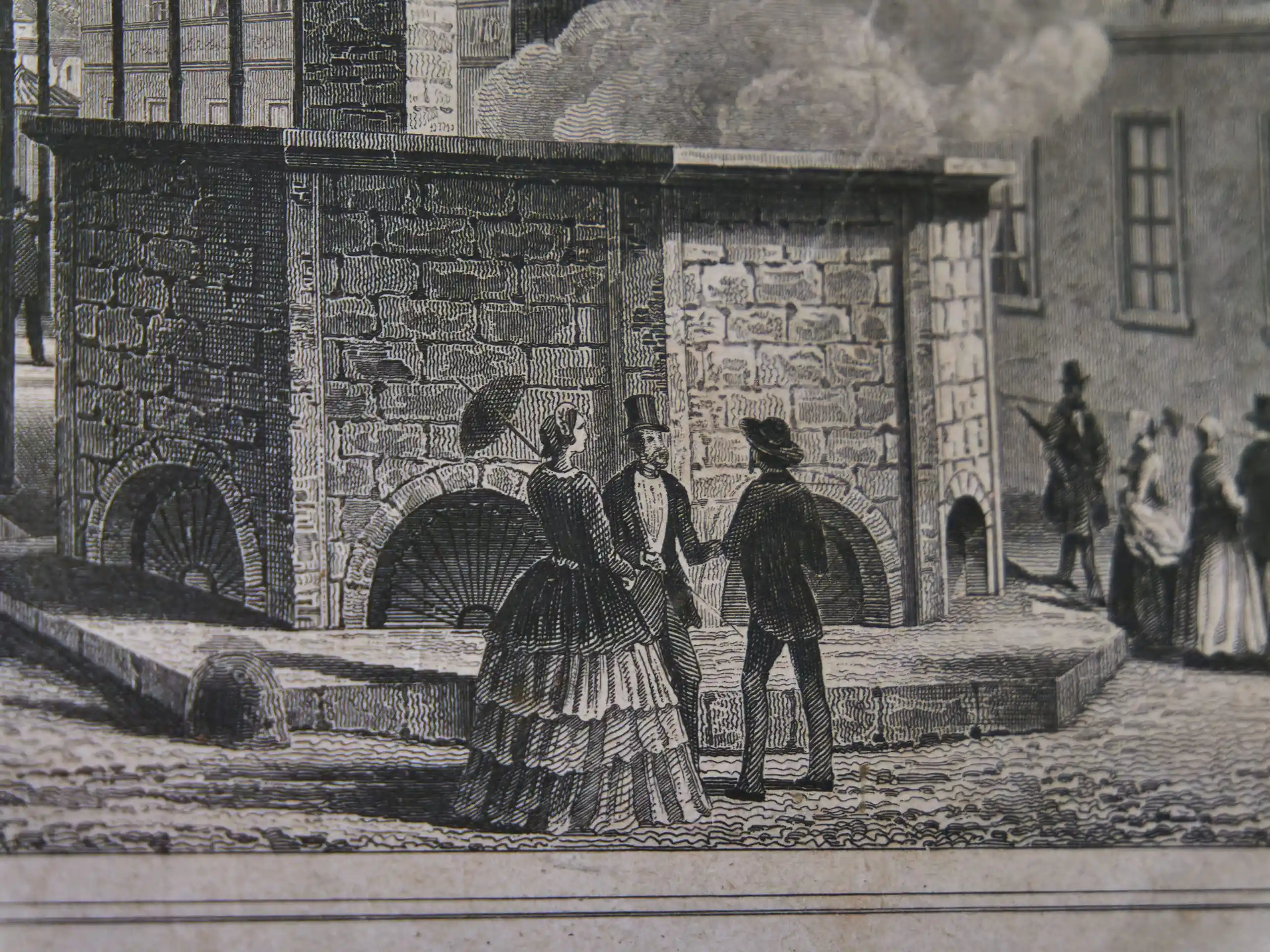 Sada 3 starých grafik v mahagonových rámech (19. století)