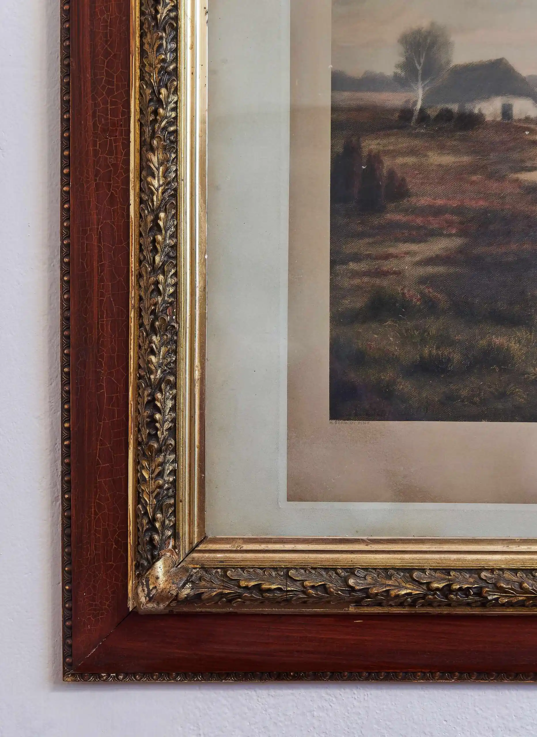 Obraz „Mittag in der Heide“ – krajina s břízami od H. Schmidta