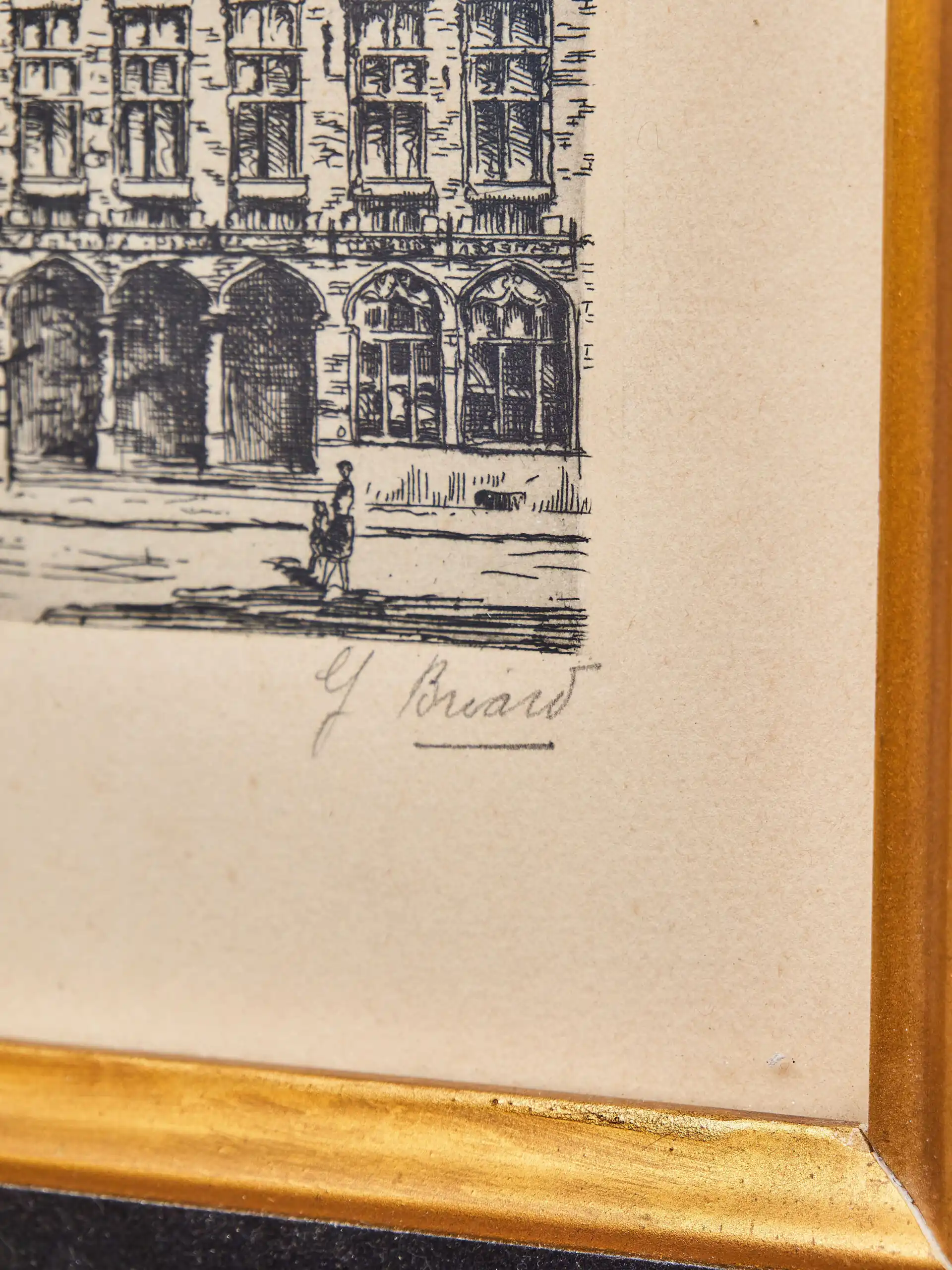 Bruggy – dvojice originálních kreseb tuší od Y. Briarna, kolem roku 1930