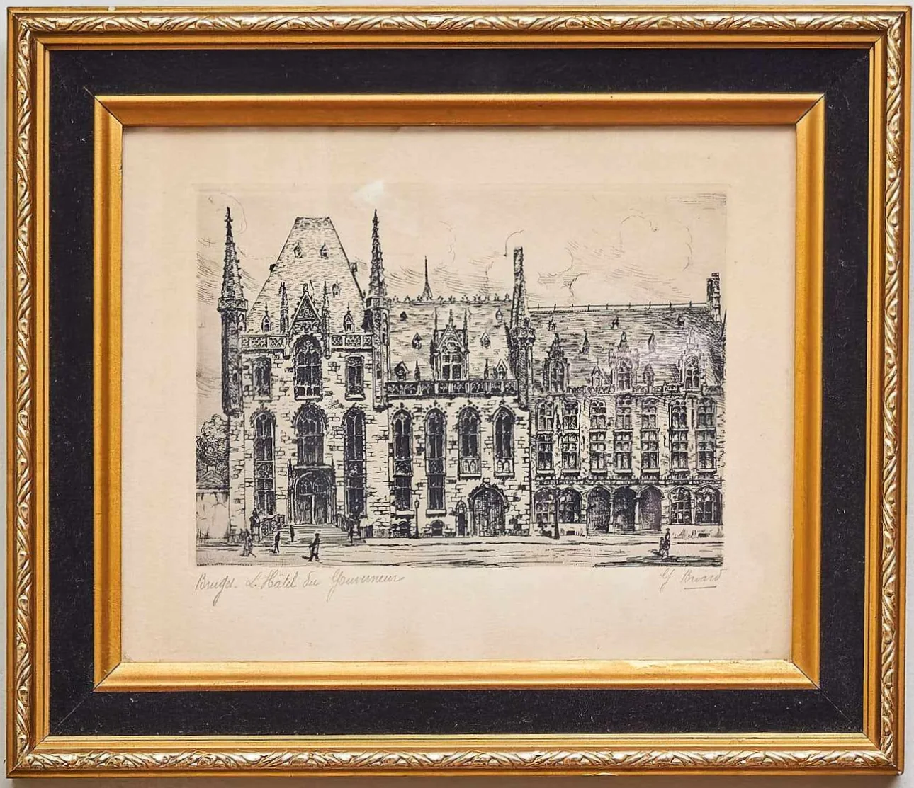 Bruggy – dvojice originálních kreseb tuší od Y. Briarna, kolem roku 1930