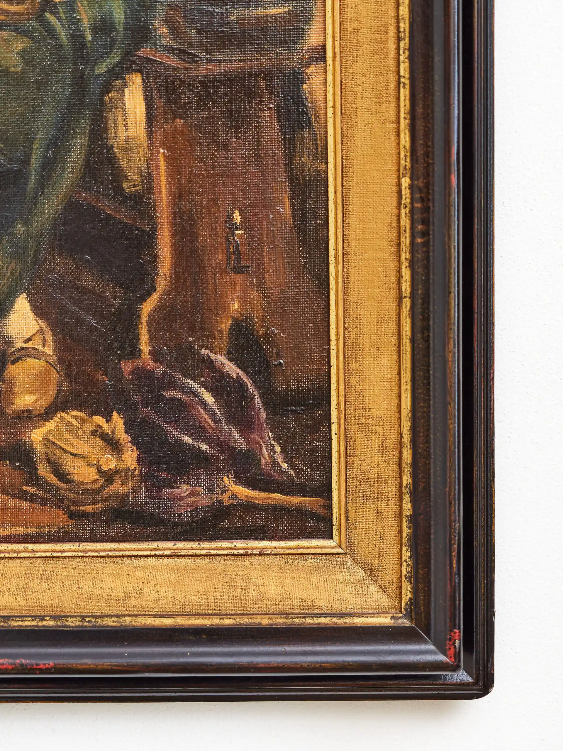 Olejomalba s výjevem z venkovské kuchyně – signováno