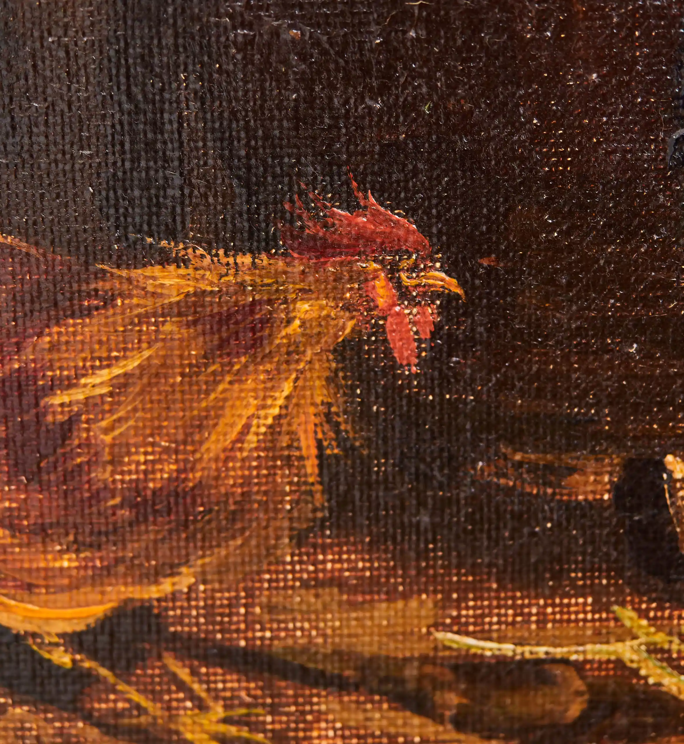 Olejomalba s výjevem z venkovské kuchyně – signováno