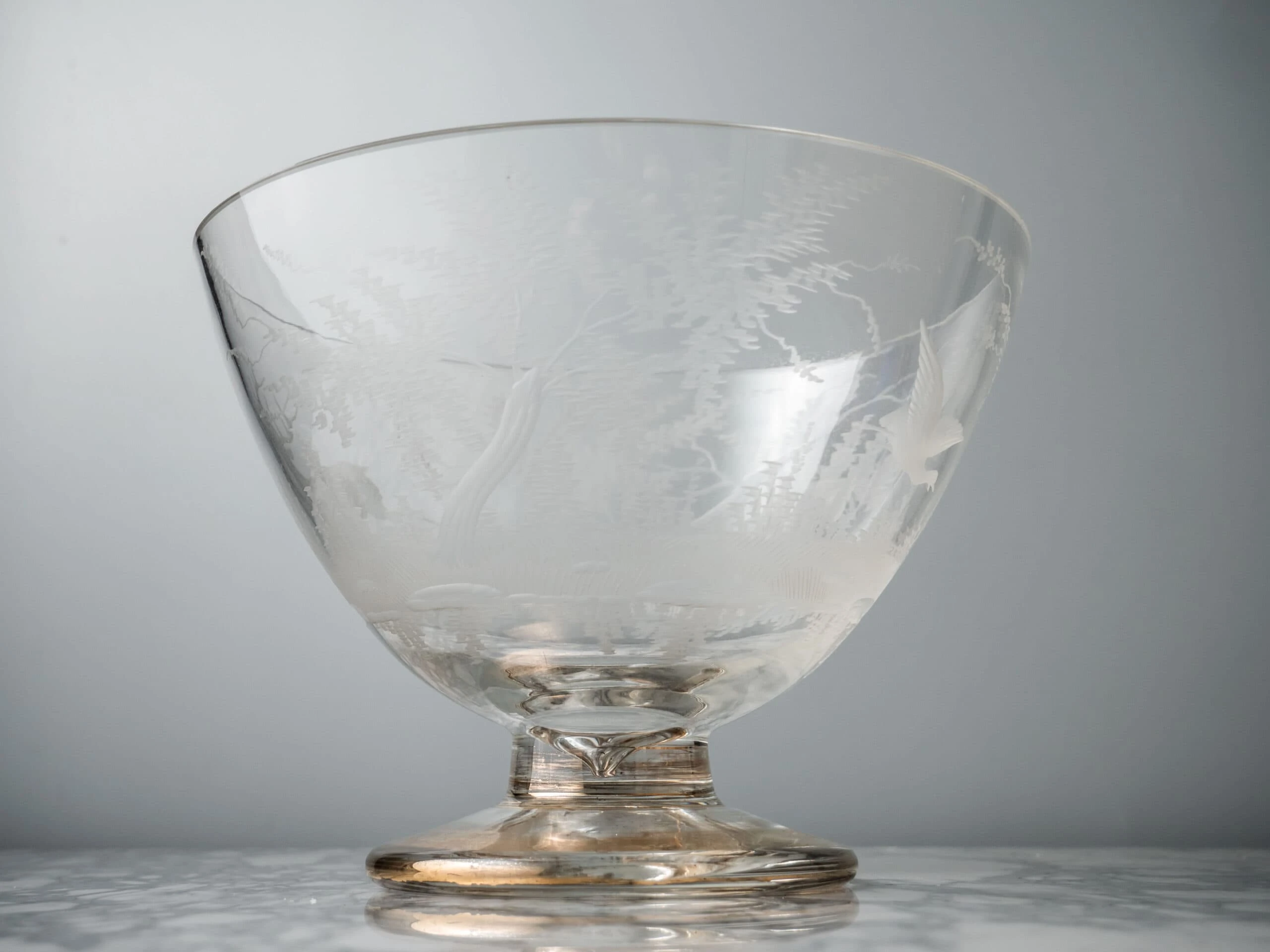 Vzácná starožitná rytá miska z 19. století – Reservé