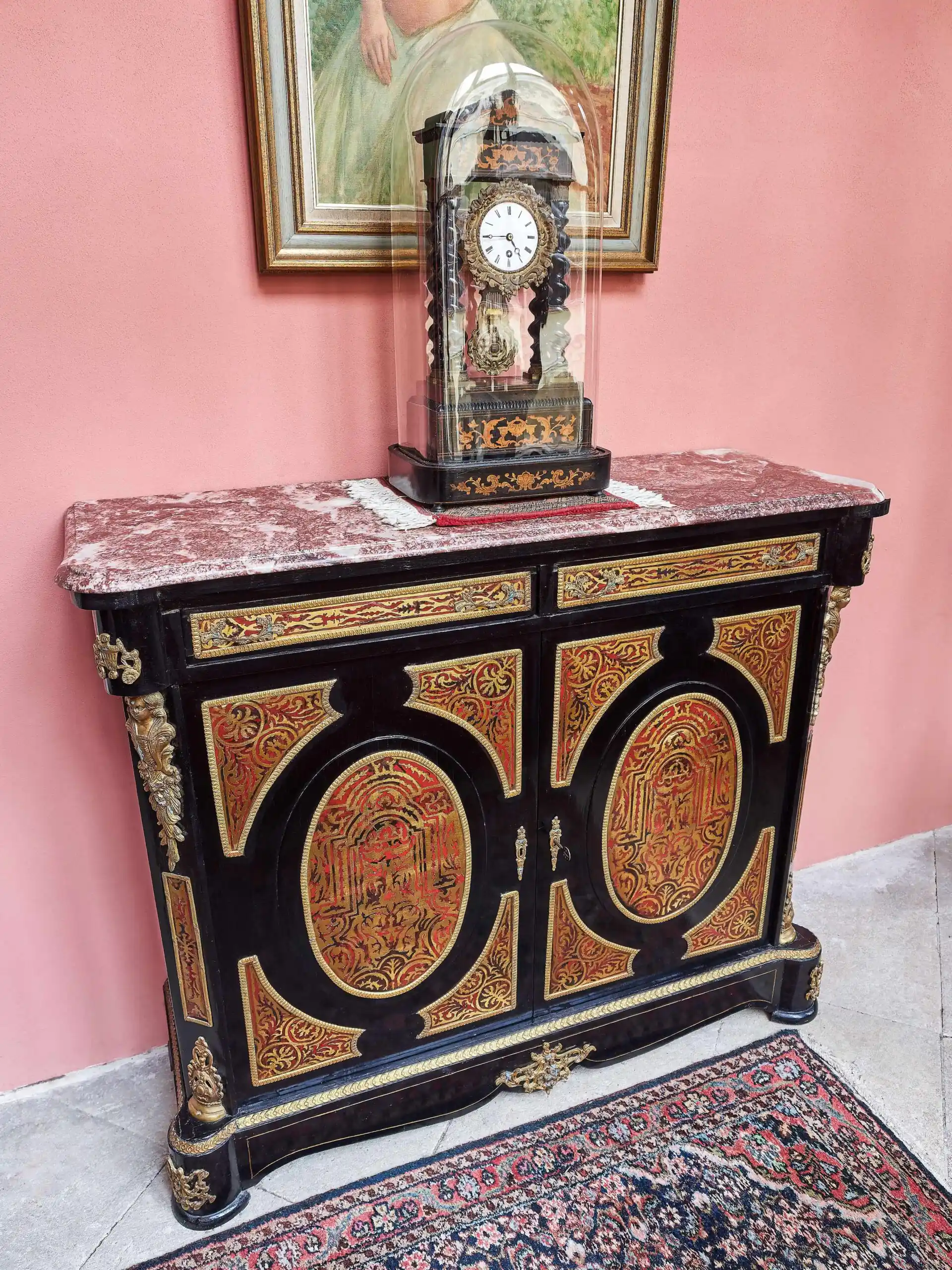 Komoda Boulle s mramorovou deskou