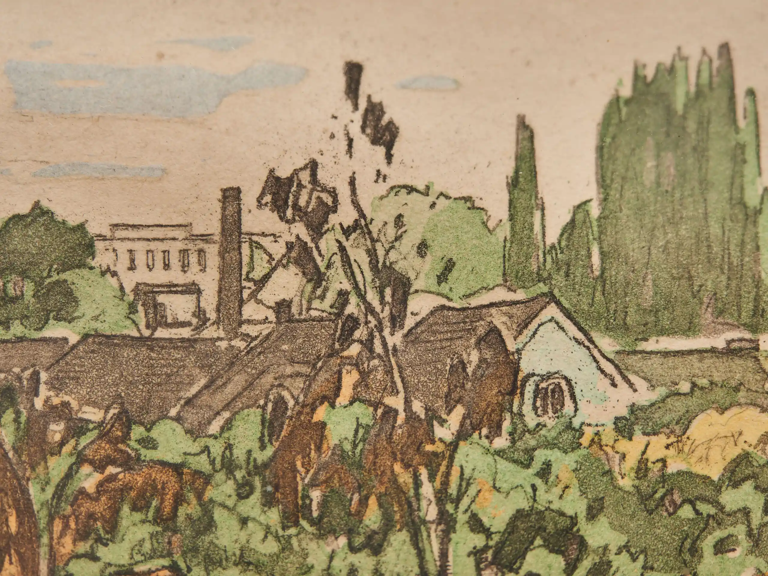 Jan C. Vondrouš (1884–1970): Čáslav, 1948, grafika na papíře