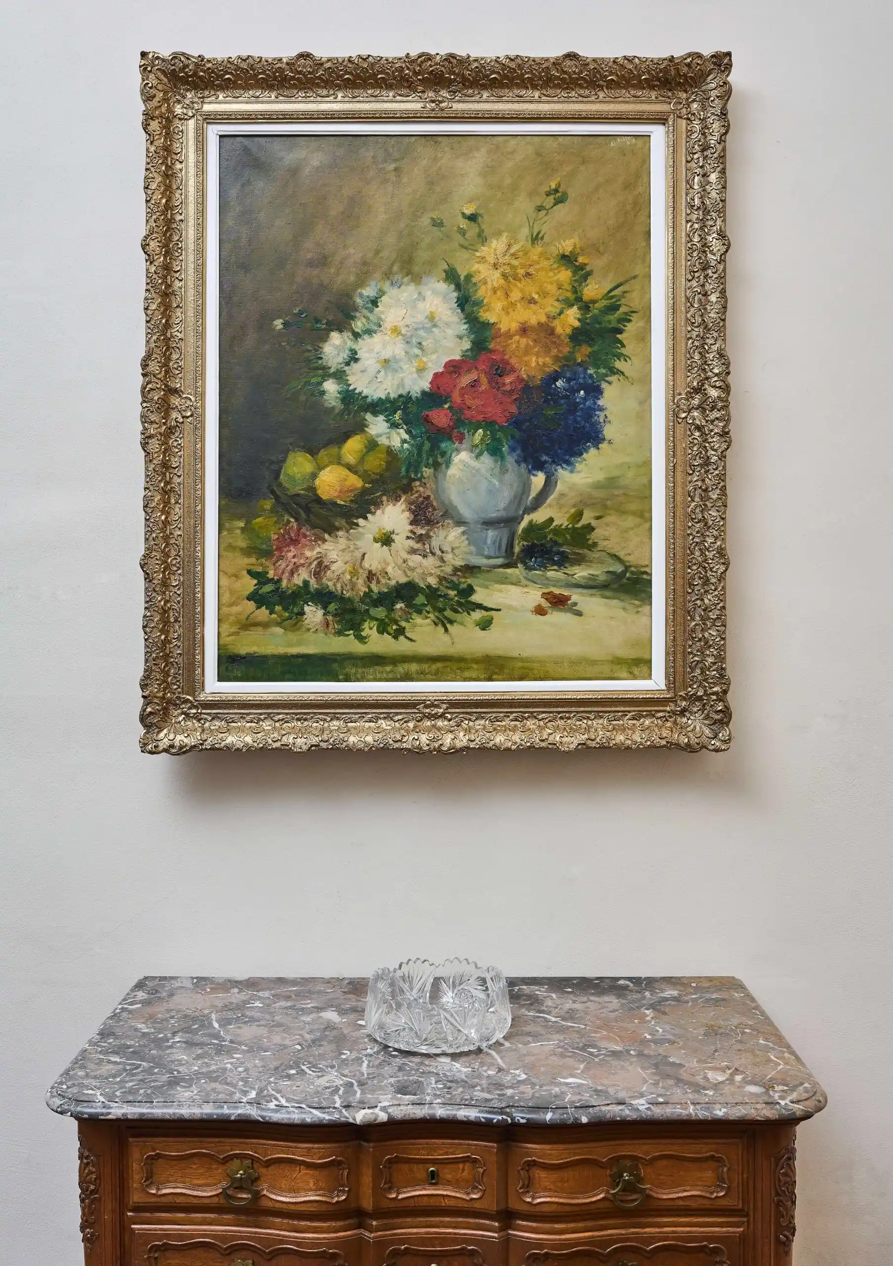 Velký obraz s květinovým zátiším, signováno