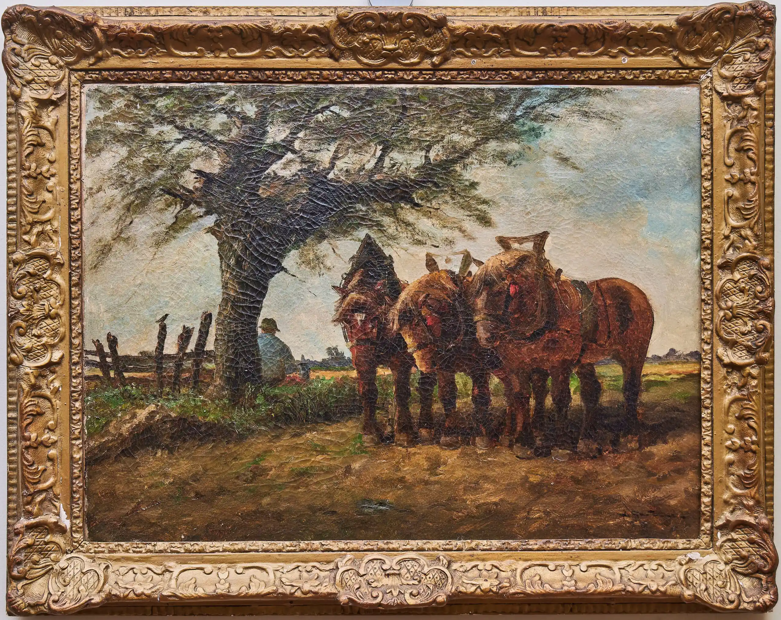 Olejomalba – Sedlák s koňmi při odpočinku – Reservé Z.P.