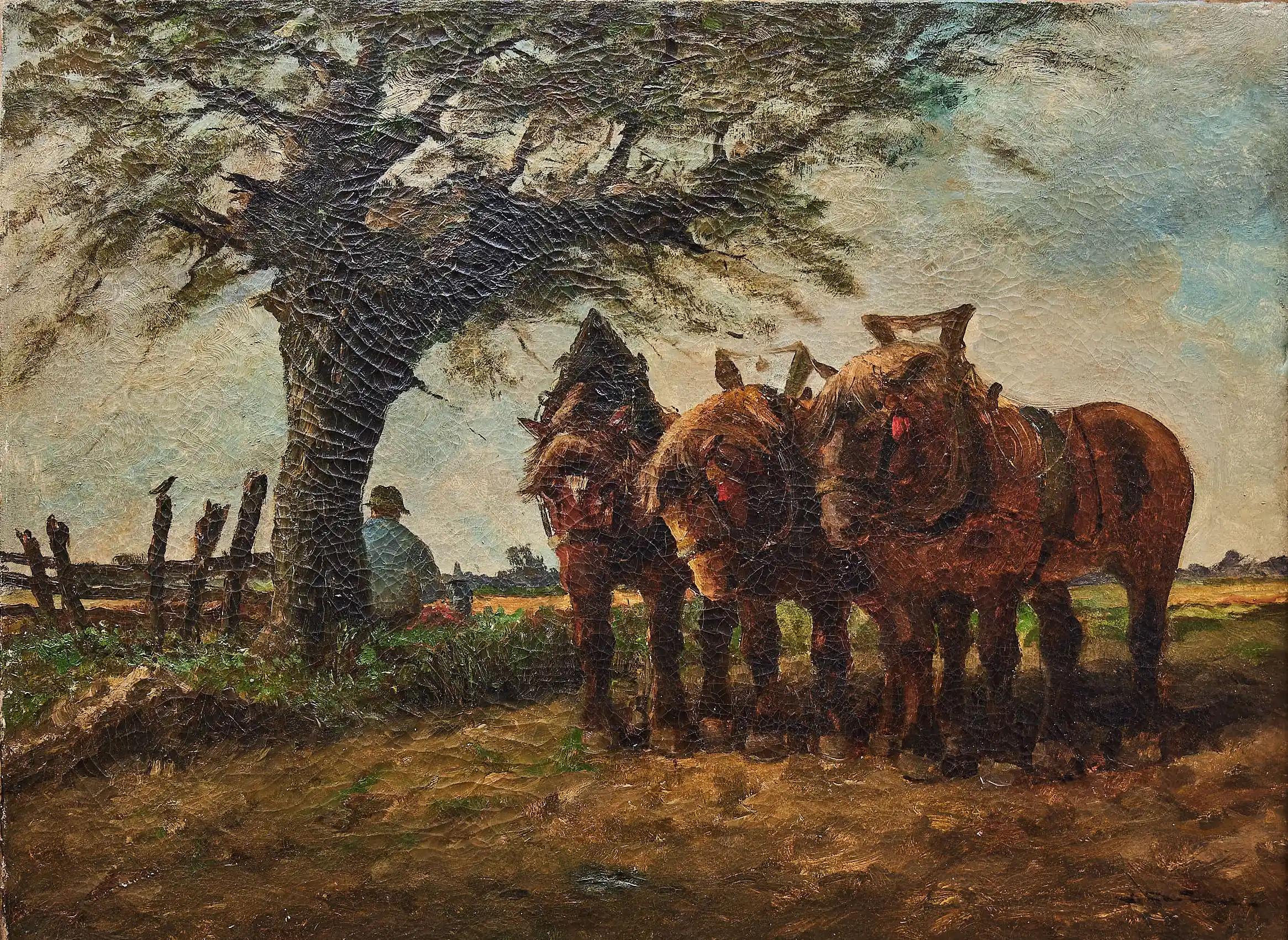 Olejomalba – Sedlák s koňmi při odpočinku – Reservé Z.P.