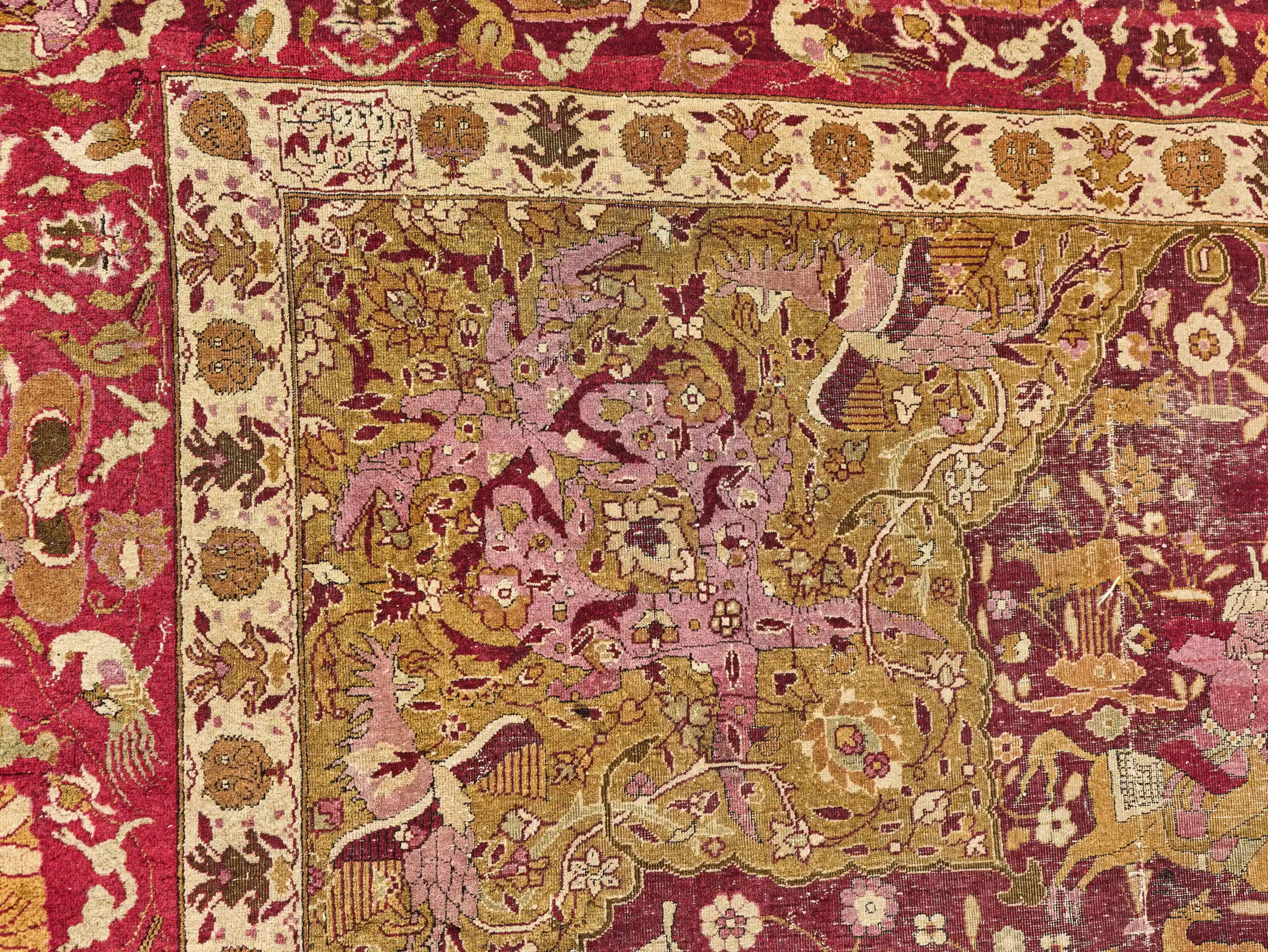 Sběratelský starožitný koberec Tabriz z 18. století