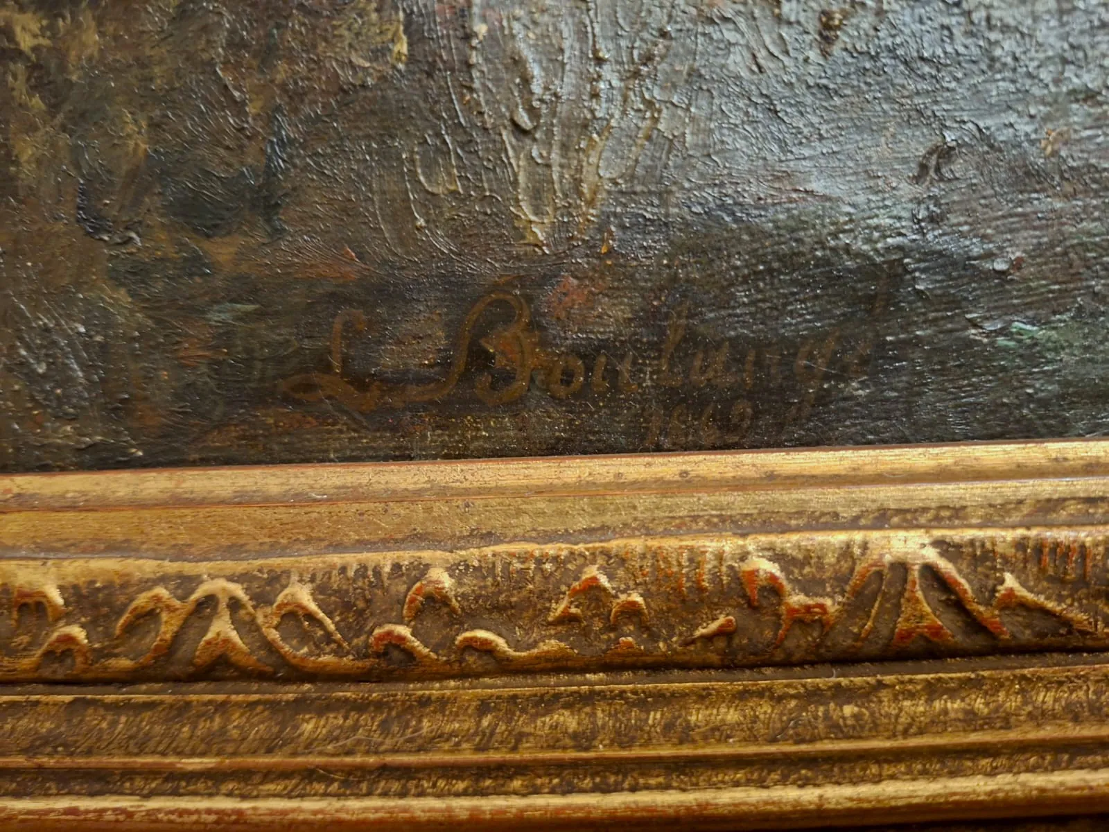 Výhled do krajiny. Sign. 92 X 77 cm , malba