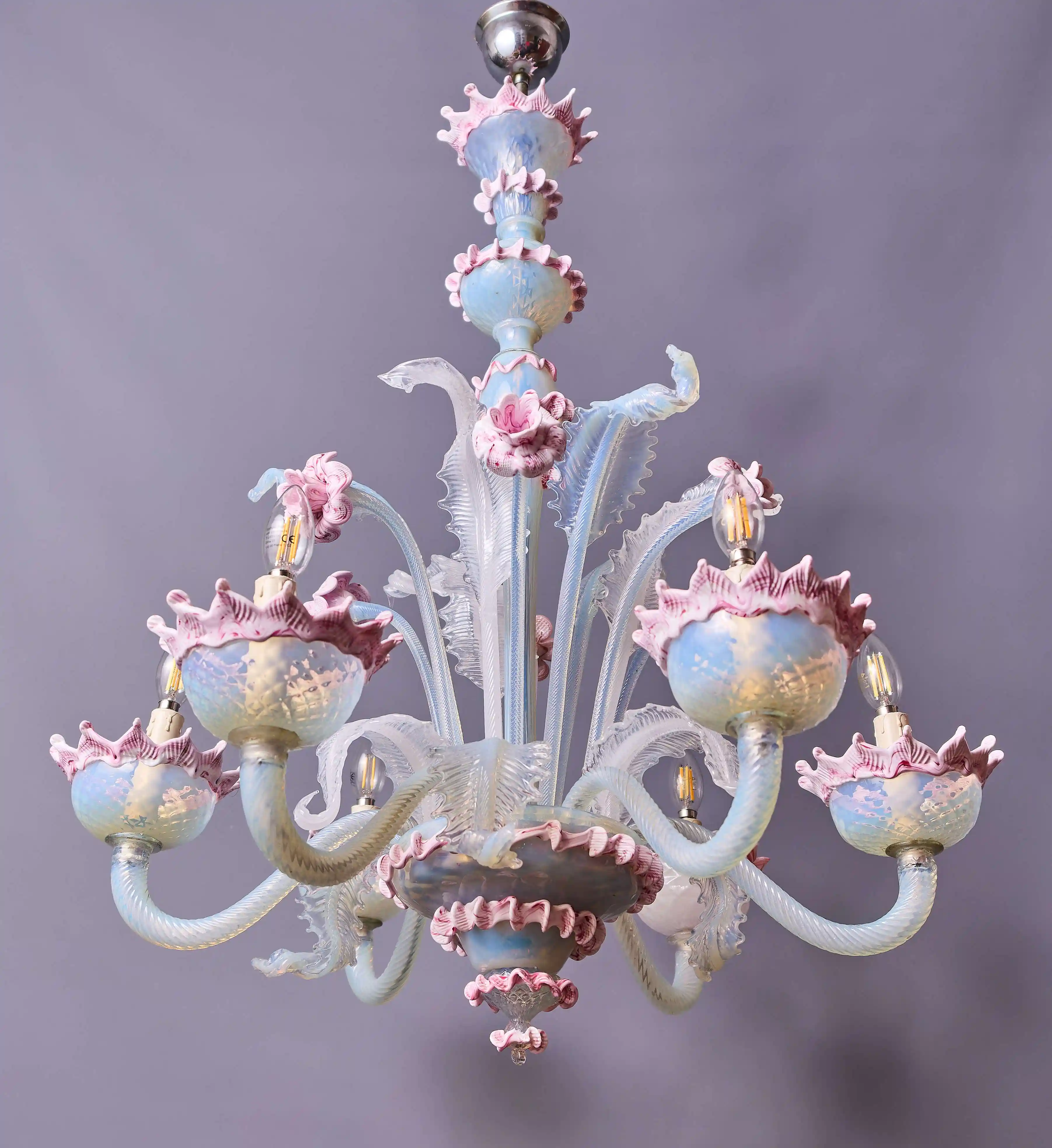 Šestiramenný benátský lustr Murano