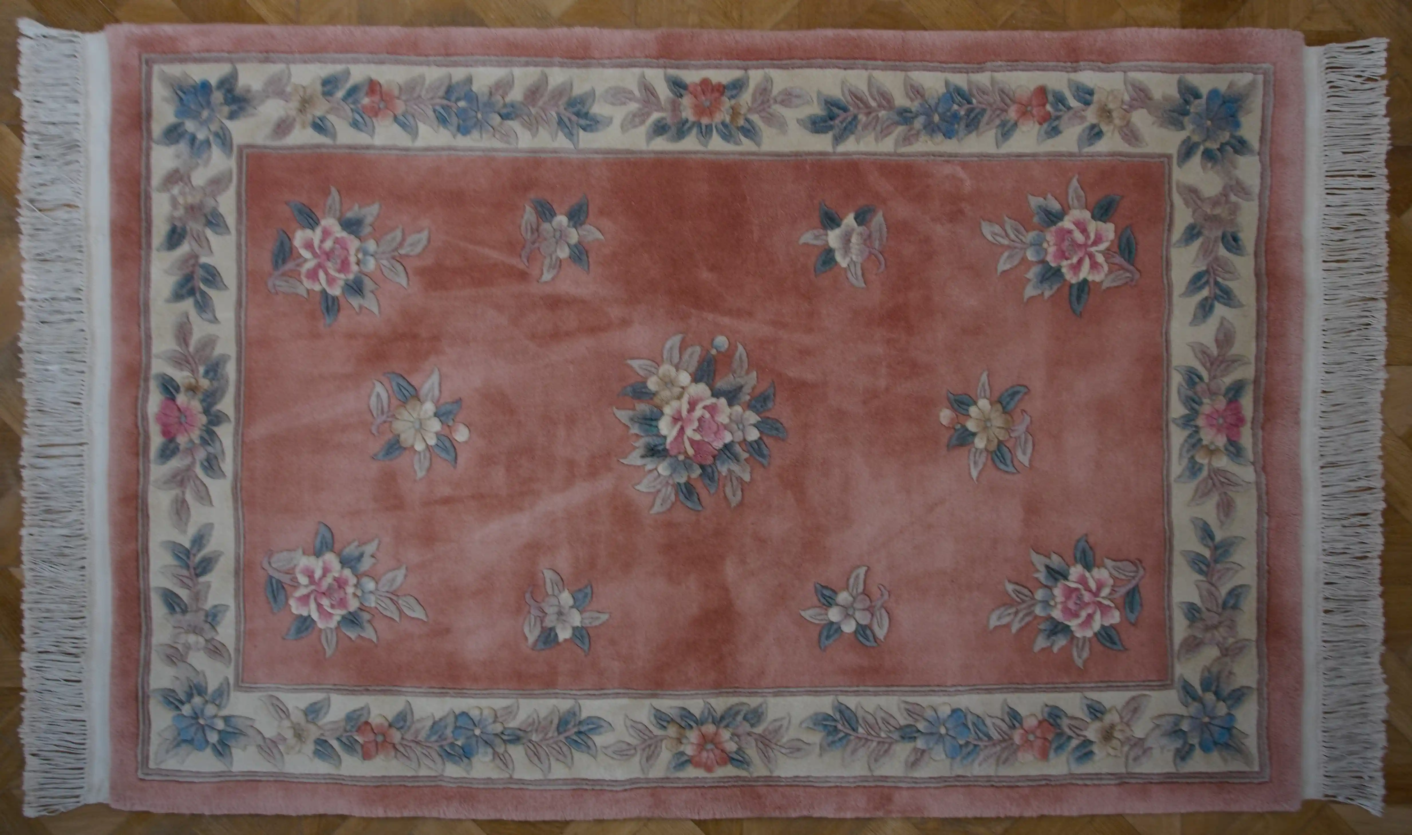 Pekingský růžový vlněný koberec 213 X 121 cm