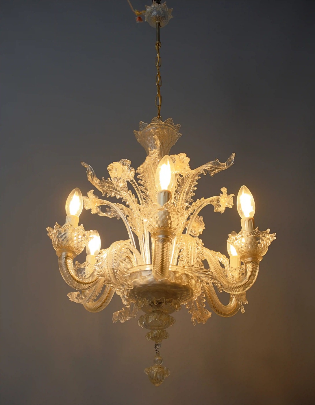 Malý šestiramenný benátský lustr - výška 58 cm