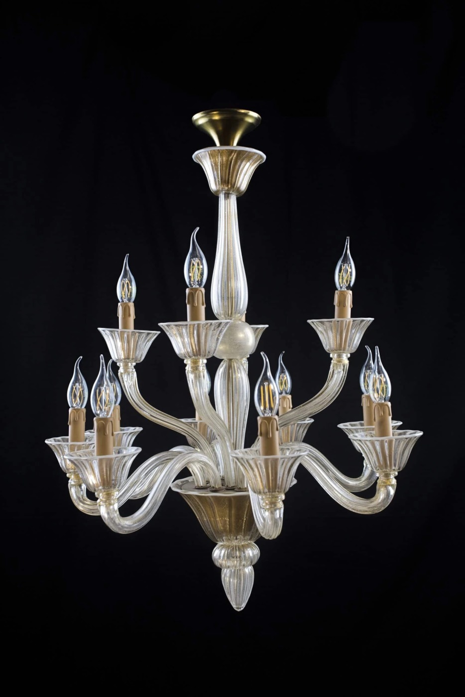 Benátský skleněný lustr 12 ramen