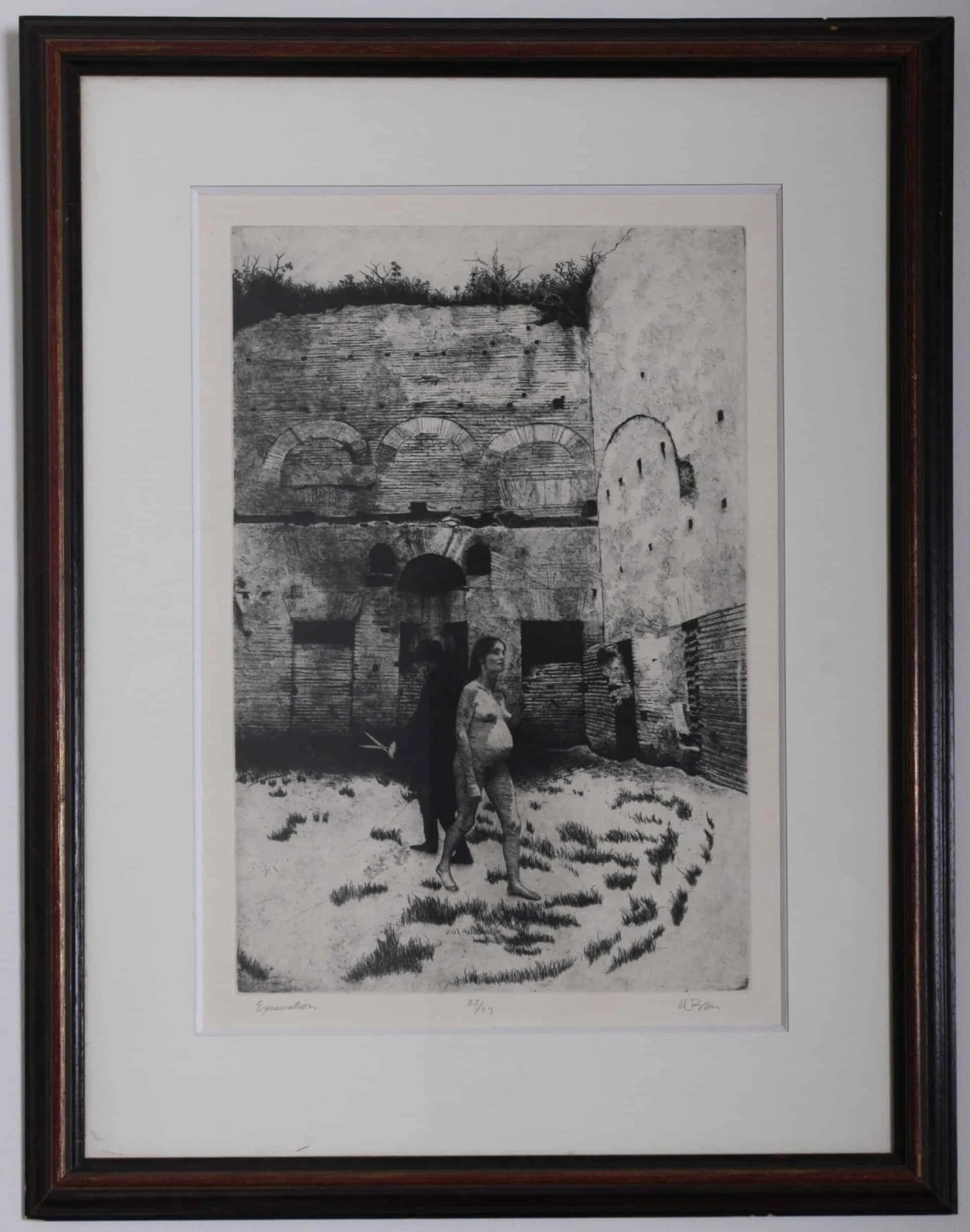 Mědirytina v dubovém rámu