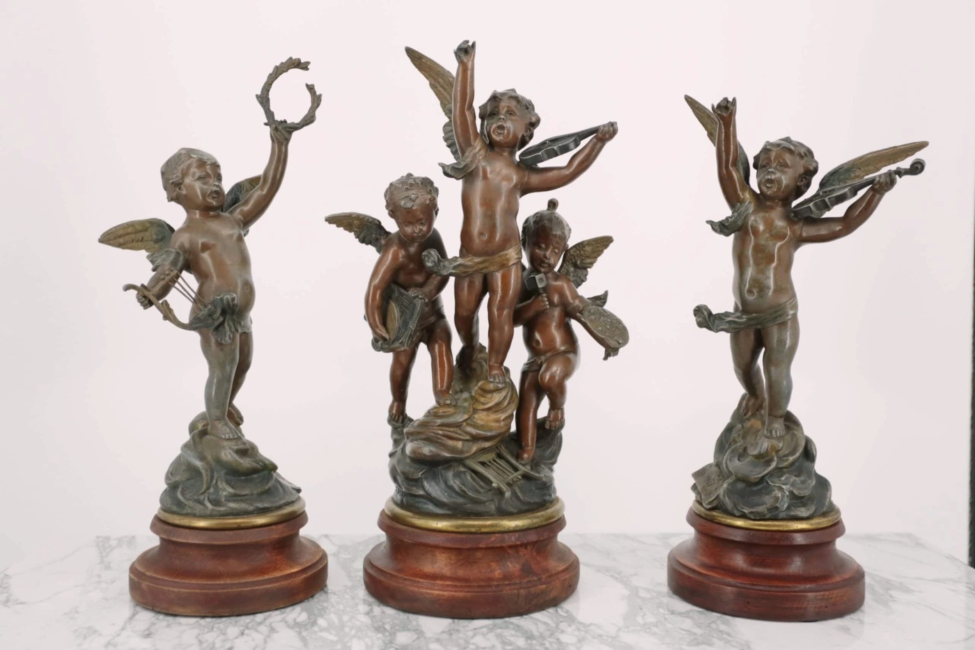 Starožitné sousoší andílků výška 42 cm