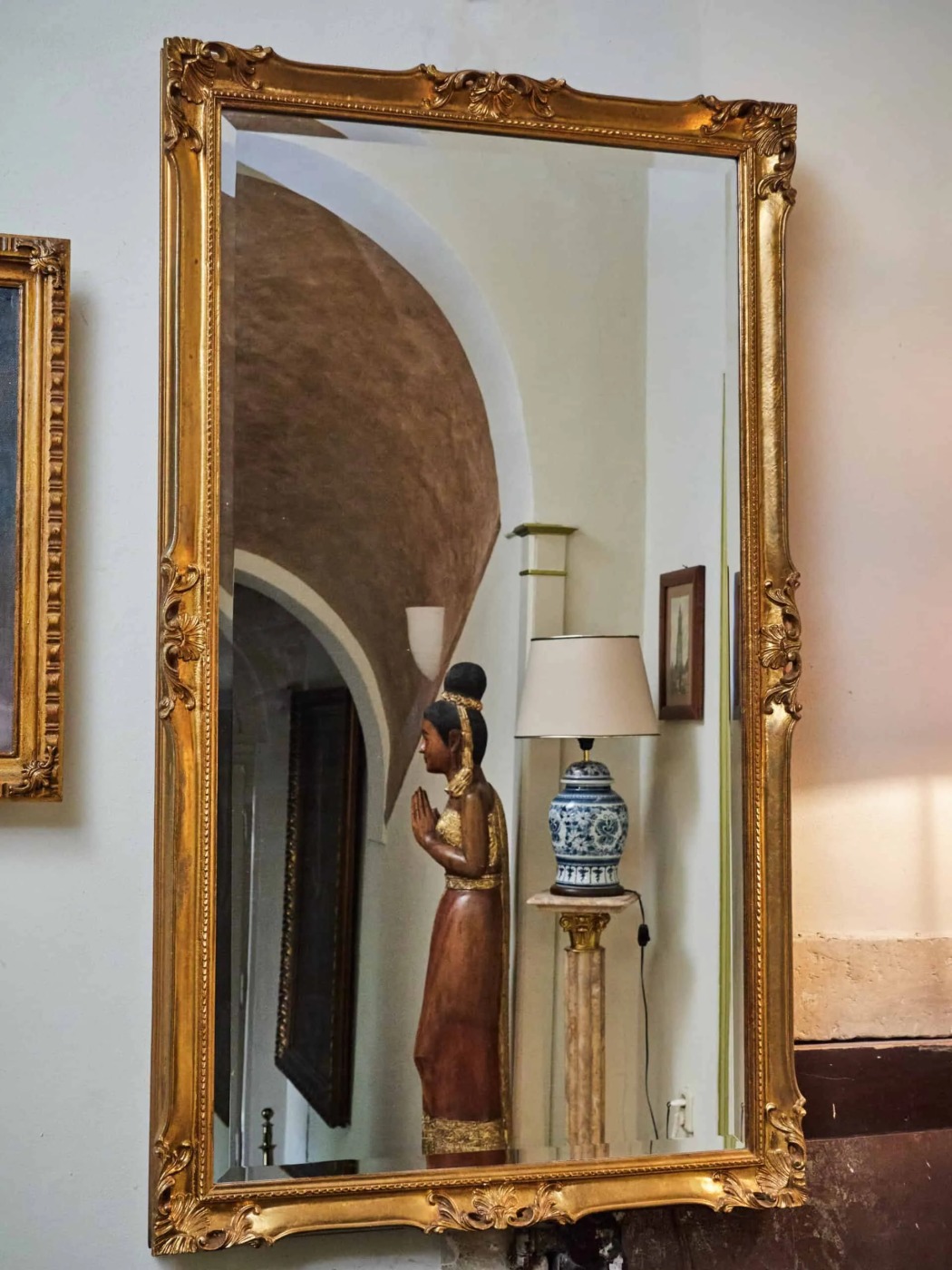 Starožitné zrcadlo ve zlatém rámu 143 X 82 cm – Reservé L.K.