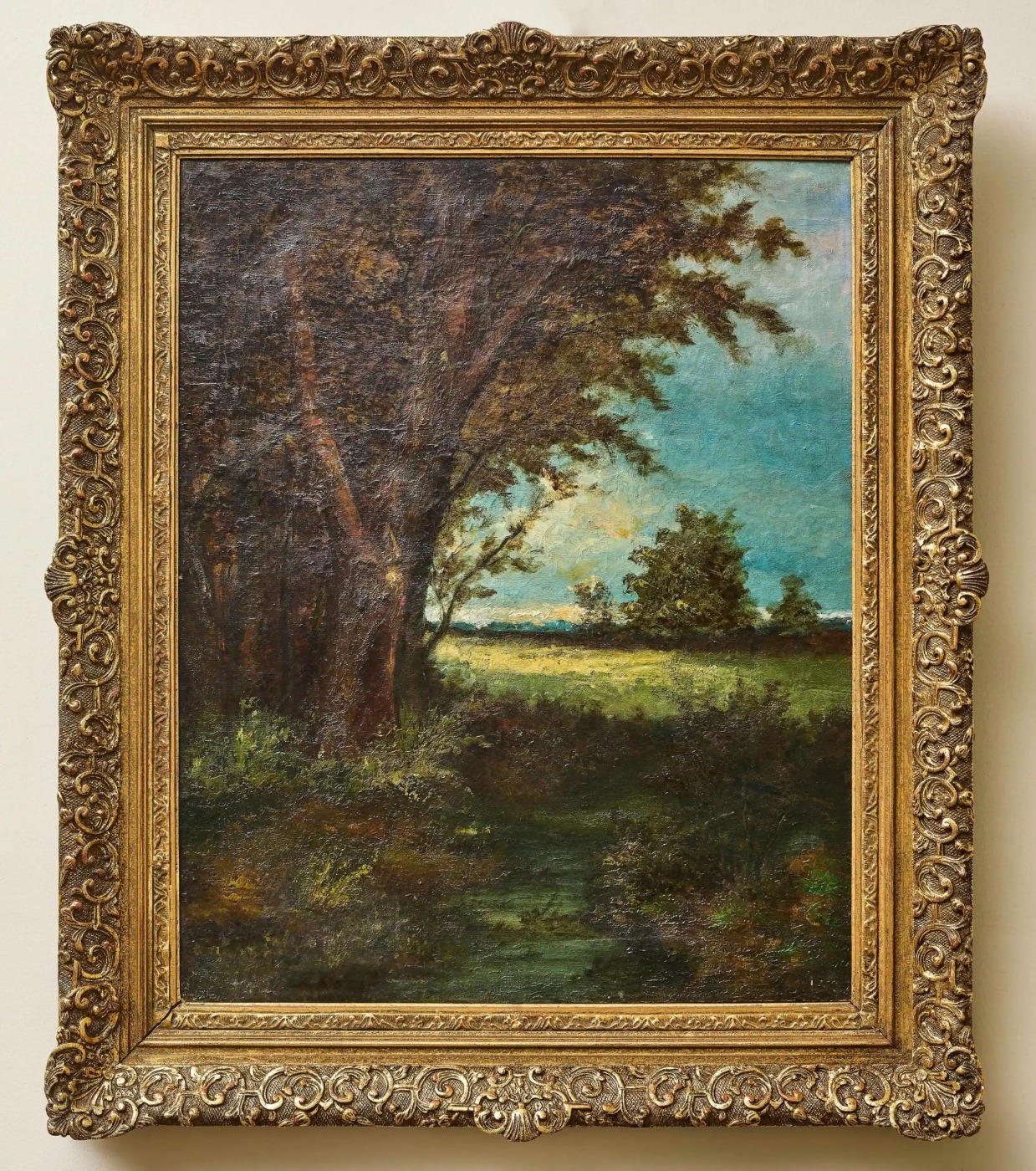 Výhled do krajiny. Sign. 92 X 77 cm , malba