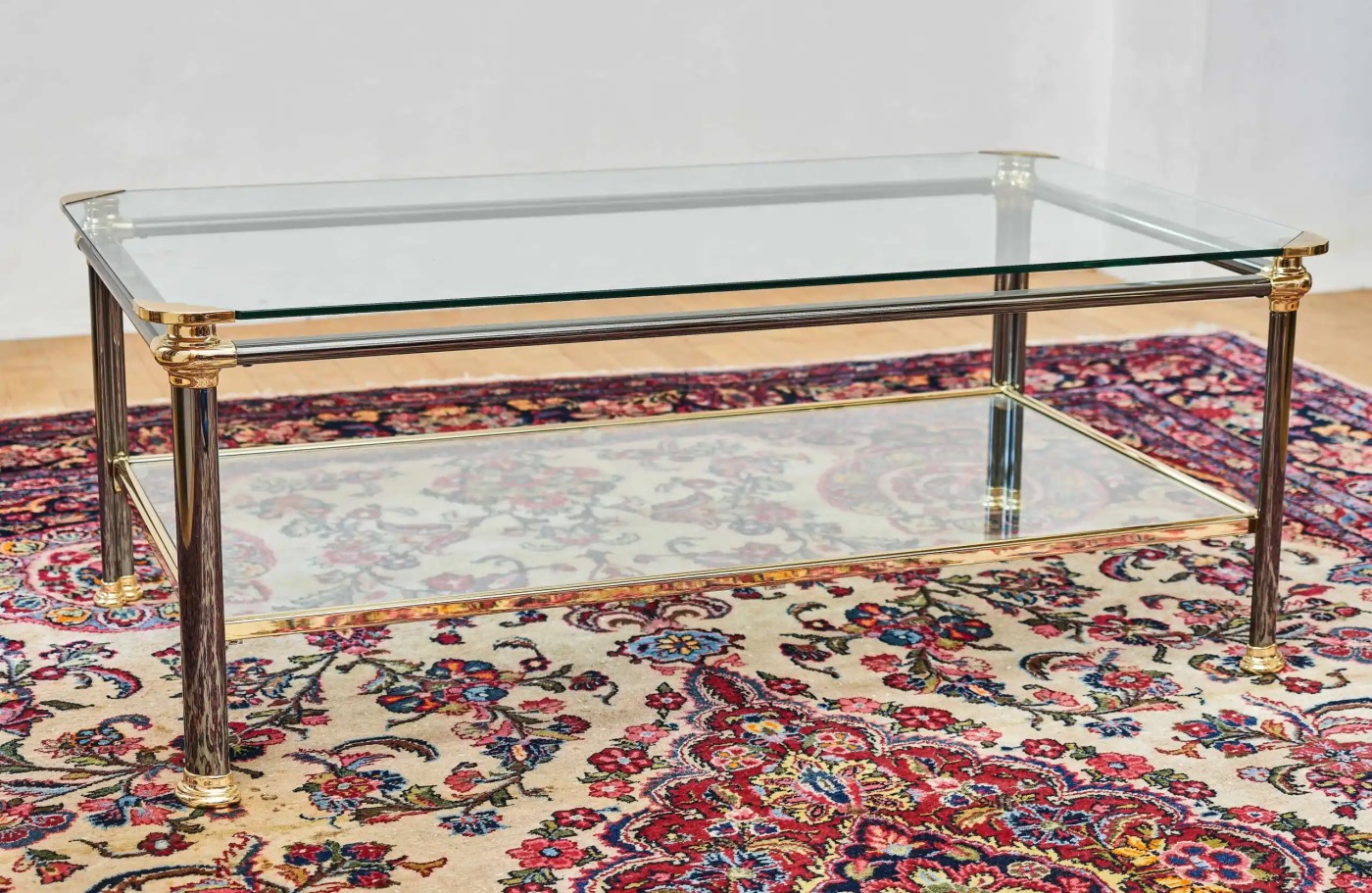 Designový konferenční stolek z čirého skla a kovu