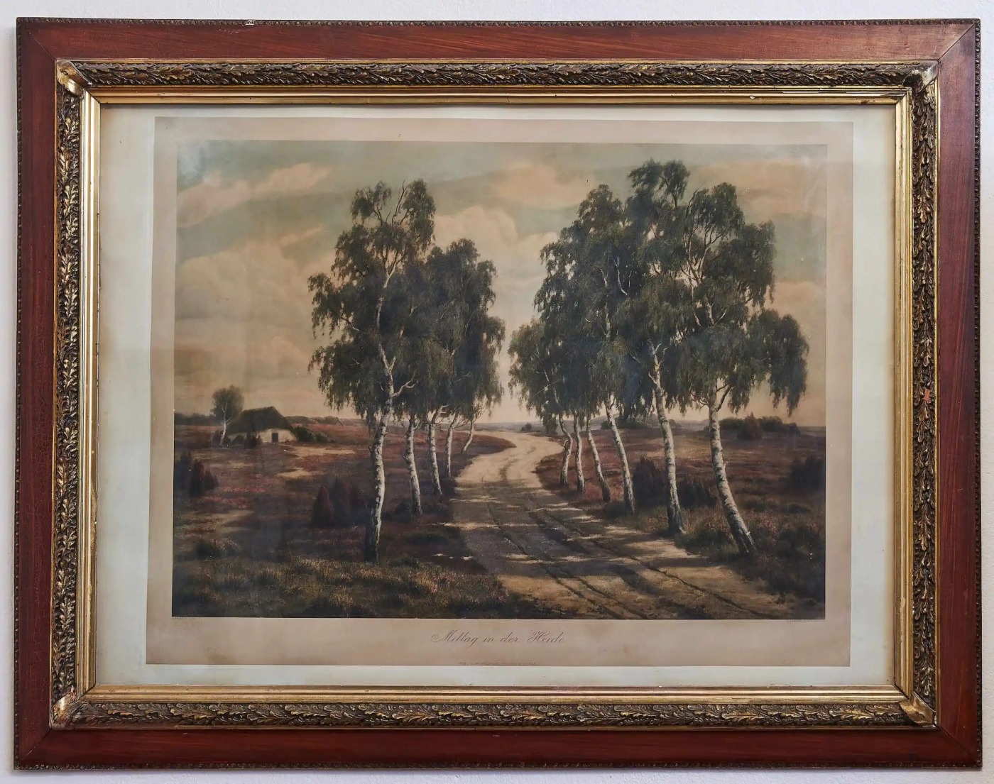 Obraz „Mittag in der Heide“ – krajina s břízami od H. Schmidta