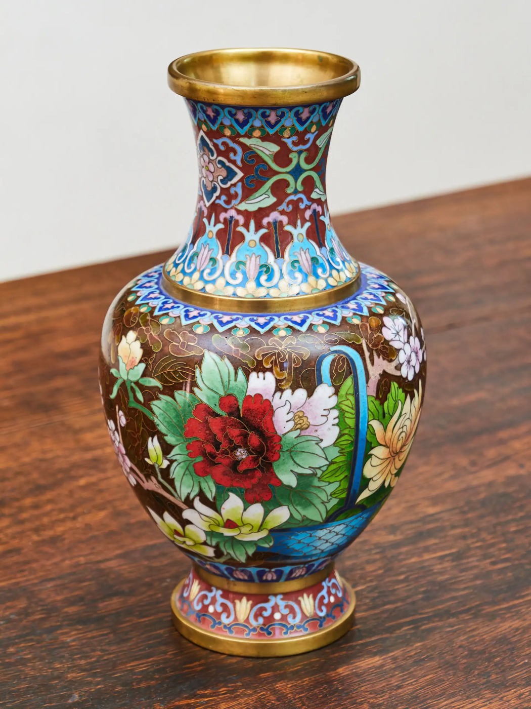 Cloisonné vázy – hnědé, ručně zdobené