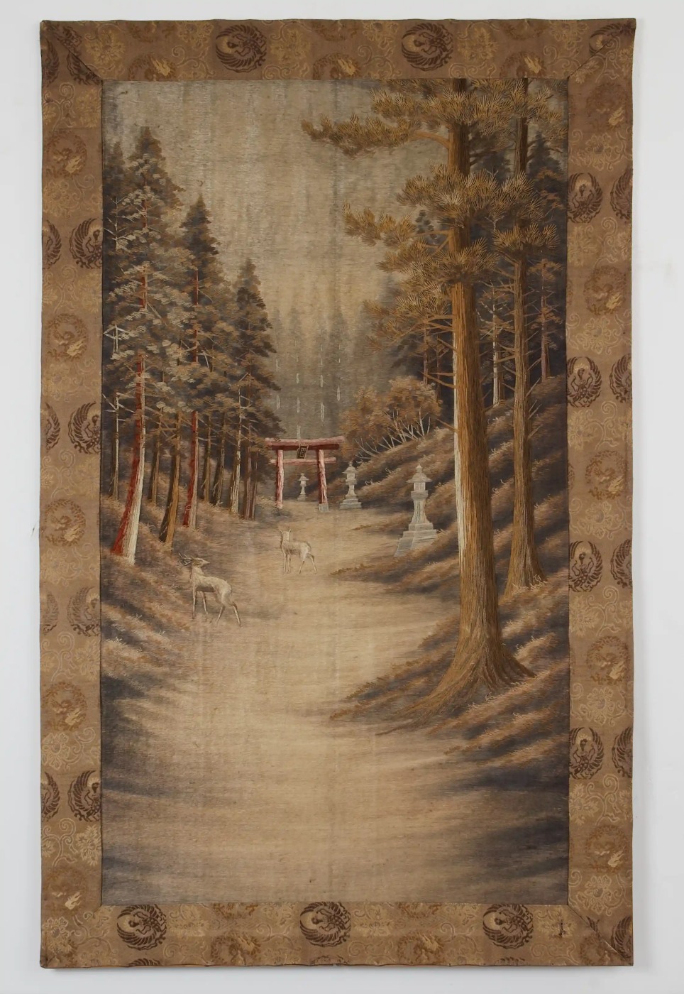 Japonský vyšívaný panel / gobelín „Cesta na horu Fudži“